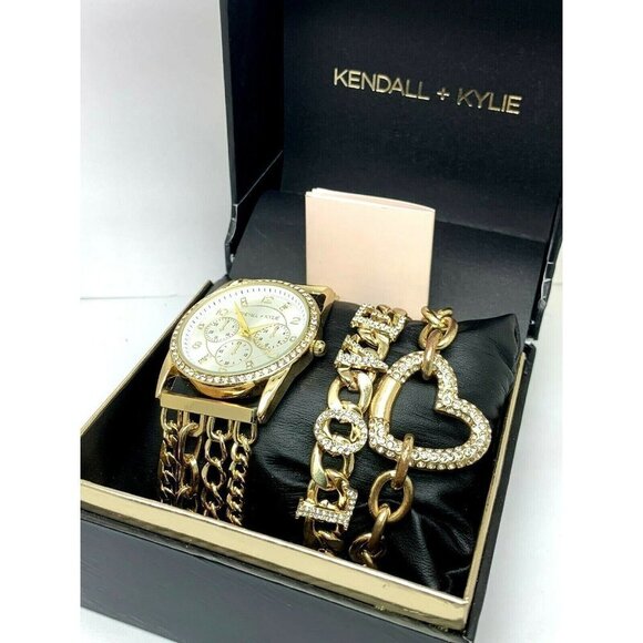 Kendall + Kylie Women's Watch Gold Tone Stainless Steel Quartz Crystal 38mm Set - Picture 3 of 12